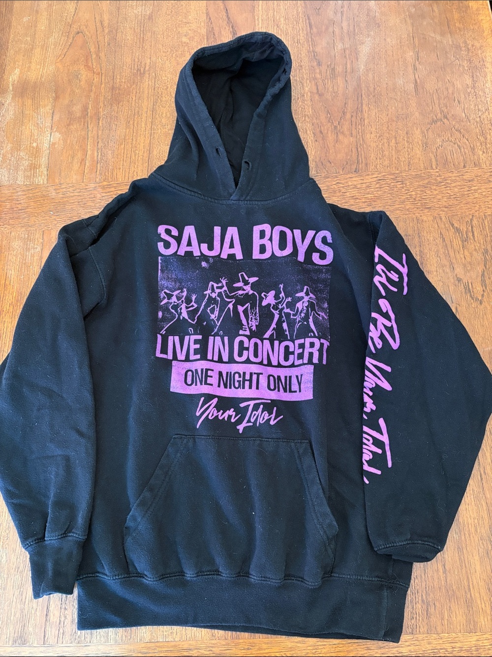 SAJA BOYS Black Hoodie - Live In Concert Print-K-POP DEMON HUNTERS-Sz S adult